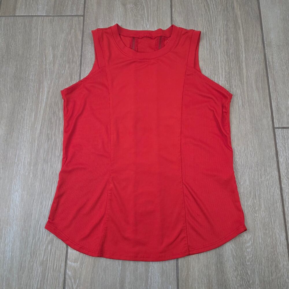 Lucky In Love Tank Top Women S Red Orange Tennis Golf Sleeveless Athletic Ribbed